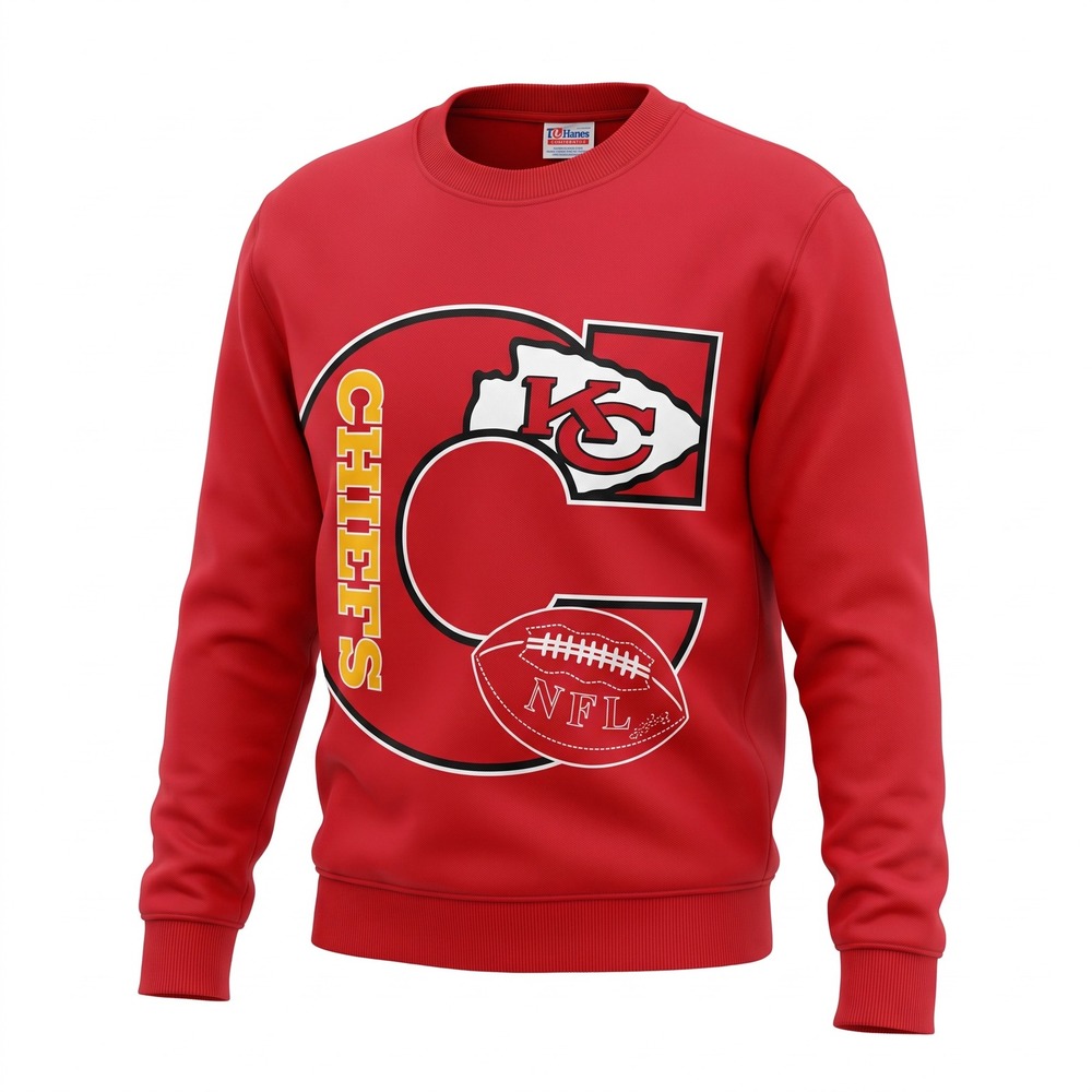 Hanes Kansas City Chiefs Sweatshirt Mens Large Red NFL Graphic Pullover